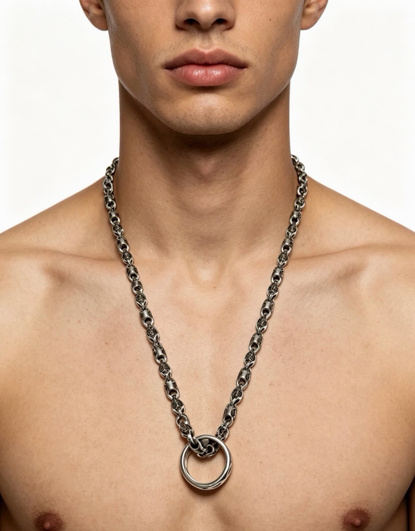 Louis Vuitton Silver Chain Necklace with Logo